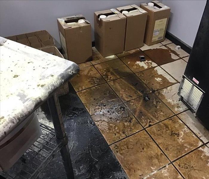 Aftermath of grease fire in commercial kitchen